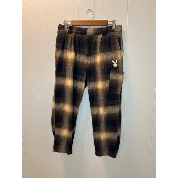 PacSun Pants - Playboy by Pacsun Y2K Plaid Pants Brown Tan Cotton Blend Size 32